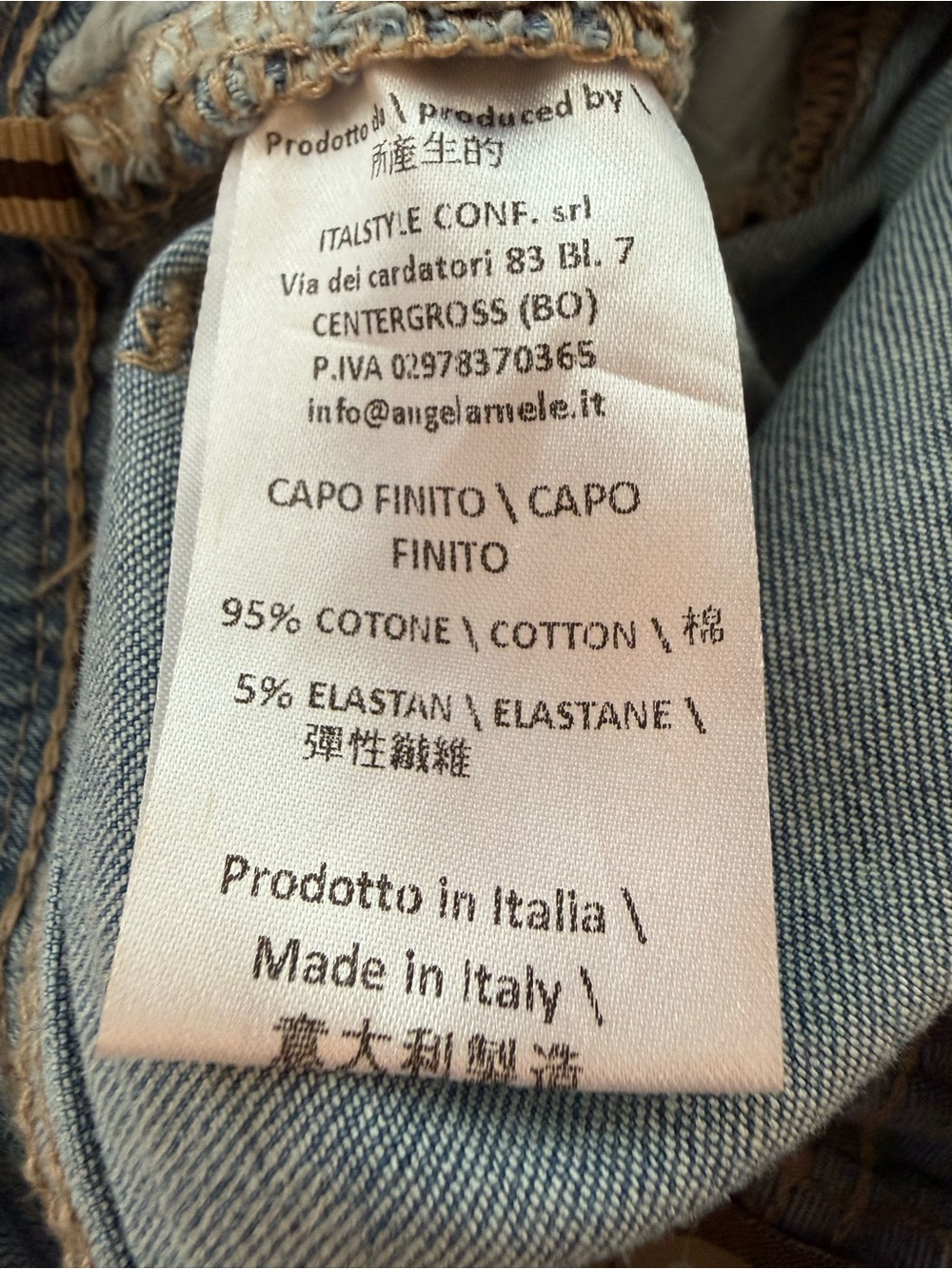 Angela Mele Milano Patchwork Embellished Cropped Jeans XS Italy Lace Sequin - Picture 9 of 10